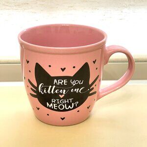 Are You Kitten Me Right Meow Mug Cup Cat Pink Black Hearts Simply Girls Home